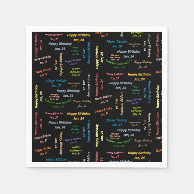 Servilleta De Papel Toallas de papel Enero, 24 Cumpleaños (Anverso)