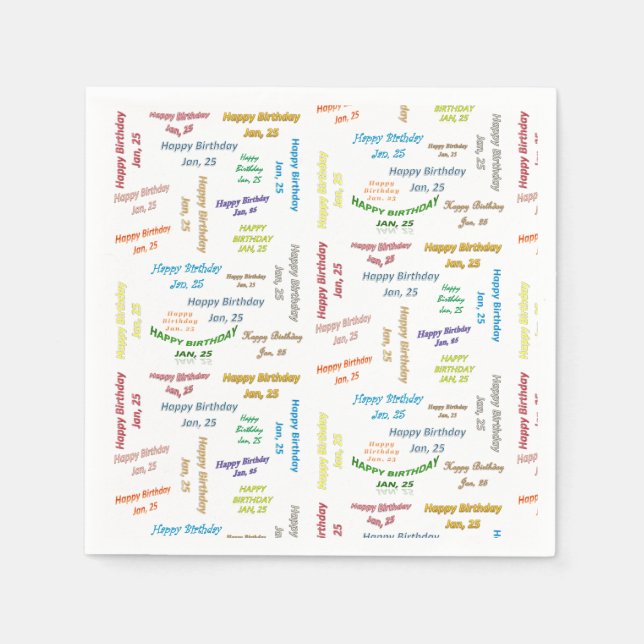 Servilleta De Papel Toallas de papel Enero, 25 Cumpleaños (Anverso)