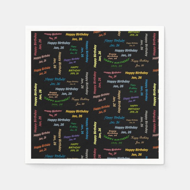 Servilleta De Papel Toallas de papel Enero, 26 Cumpleaños (Anverso)