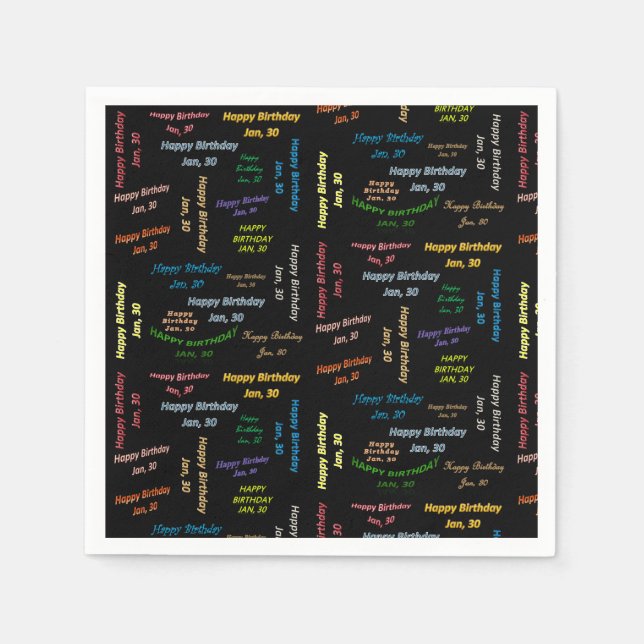 Servilleta De Papel Toallas de papel Enero, 30 Cumpleaños (Anverso)