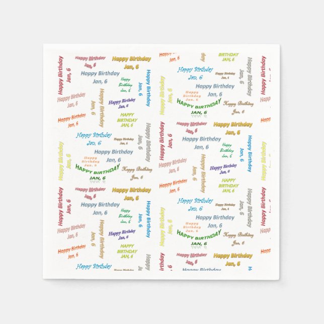 Servilleta De Papel Toallas de papel Enero, 6 Cumpleaños (Anverso)