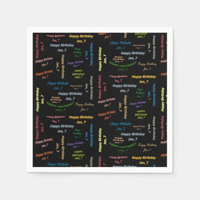 Servilleta De Papel Toallas de papel Enero, 7 Cumpleaños (Anverso)