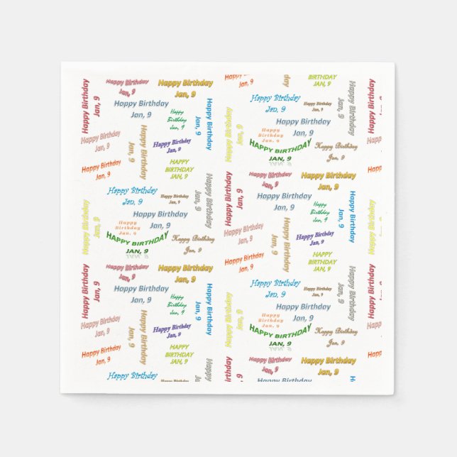 Servilleta De Papel Toallas de papel Enero, 9 Cumpleaños (Anverso)
