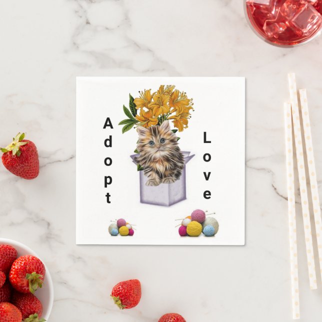 Servilleta De Papel Toallas de papel, Floral de condo de gato gatito (In situ)