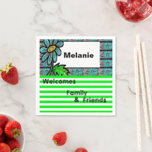 Servilleta De Papel Toallas de papel, floral de franja verde