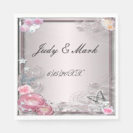 Servilleta De Papel Toallas De Papel Floral Y Mariposa Rosa