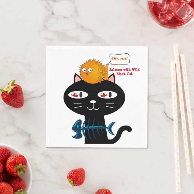 Servilleta De Papel Toallas de papel, gato negro, cena de pescado de g (In situ)