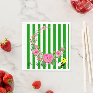 Servilleta De Papel Toallas de papel, Green and White Stristripe Bee H
