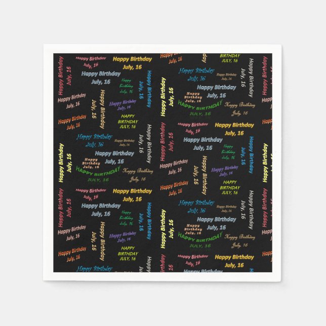 Servilleta De Papel Toallas de papel Julio, 16 Cumpleaños (Anverso)