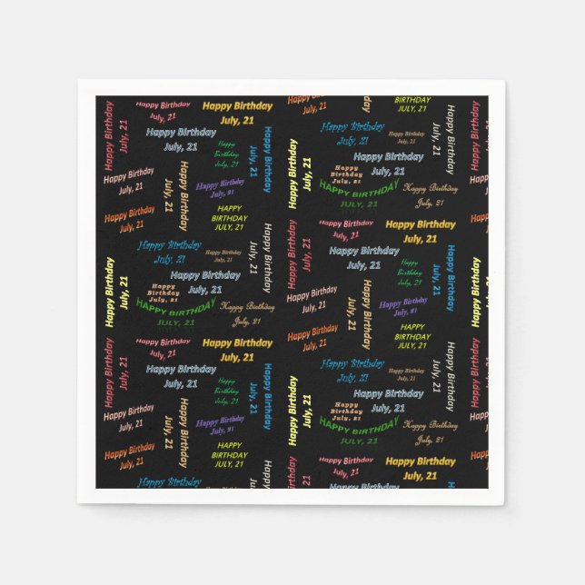 Servilleta De Papel Toallas de papel Julio, 21 Cumpleaños (Anverso)