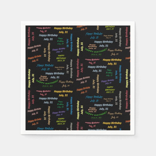 Servilleta De Papel Toallas de papel Julio, 31 Cumpleaños (Anverso)