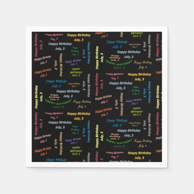 Servilleta De Papel Toallas de papel Julio, 3 Cumpleaños (Anverso)
