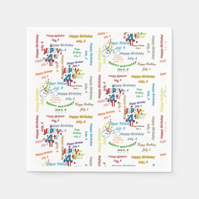 Servilleta De Papel Toallas de papel Julio, 4 Cumpleaños (Anverso)