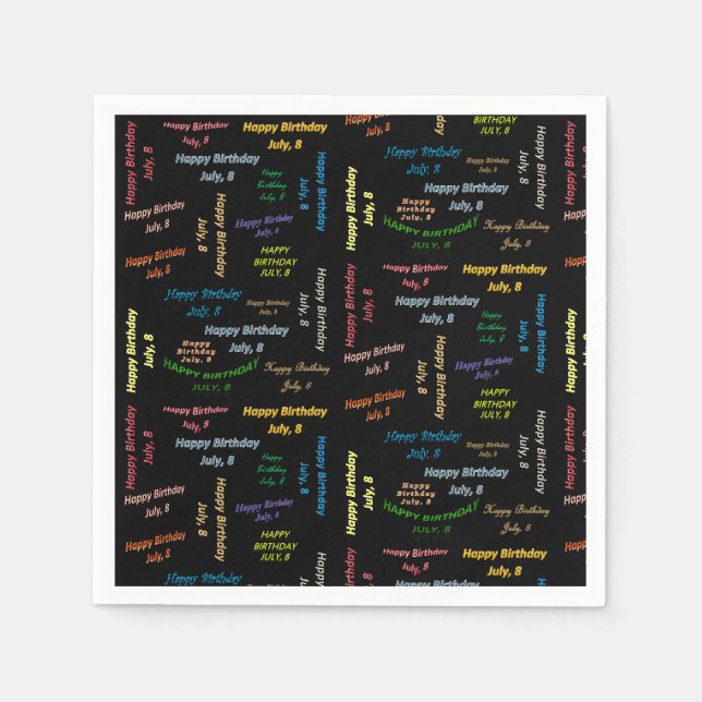 Servilleta De Papel Toallas de papel Julio, 8 Cumpleaños (Anverso)