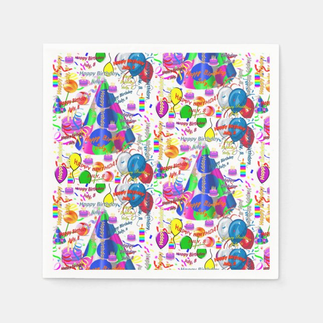 Servilleta De Papel Toallas de papel Julio, 8 Cumpleaños (Anverso)