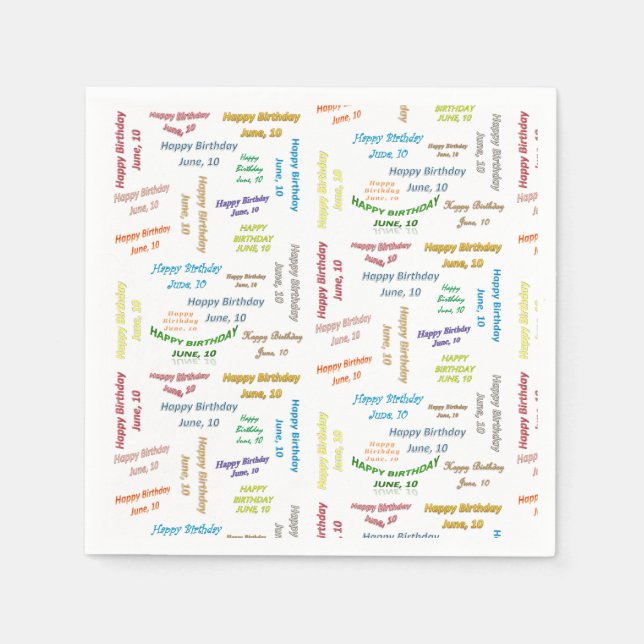 Servilleta De Papel Toallas de papel Junio, 10 Cumpleaños (Anverso)