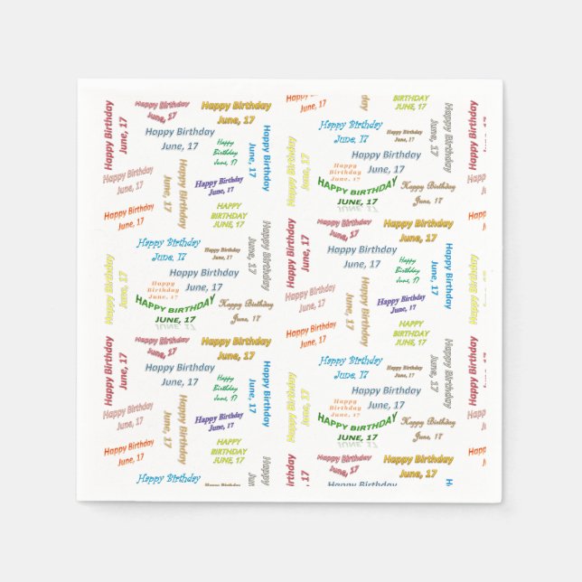 Servilleta De Papel Toallas de papel Junio, 17 Cumpleaños (Anverso)