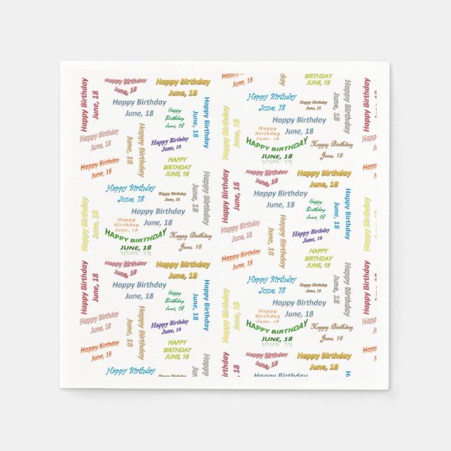 Servilleta De Papel Toallas de papel Junio, 18 Cumpleaños (Anverso)