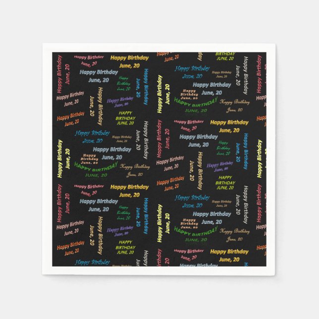 Servilleta De Papel Toallas de papel Junio, 20 Cumpleaños (Anverso)