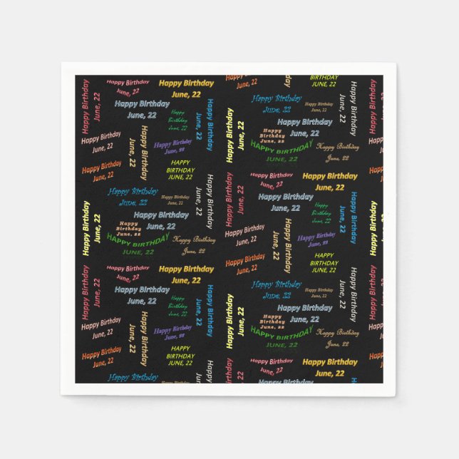 Servilleta De Papel Toallas de papel Junio, 22 Cumpleaños (Anverso)