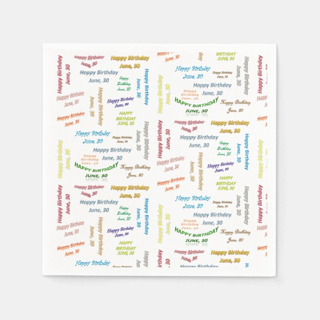 Servilleta De Papel Toallas de papel Junio, 30 Cumpleaños (Anverso)