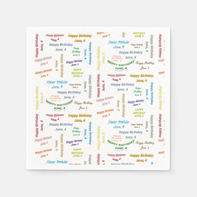 Servilleta De Papel Toallas de papel Junio, 4 Cumpleaños (Anverso)