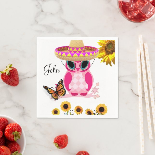 Servilleta De Papel Toallas de papel mariposa de búho de girasol (In situ)