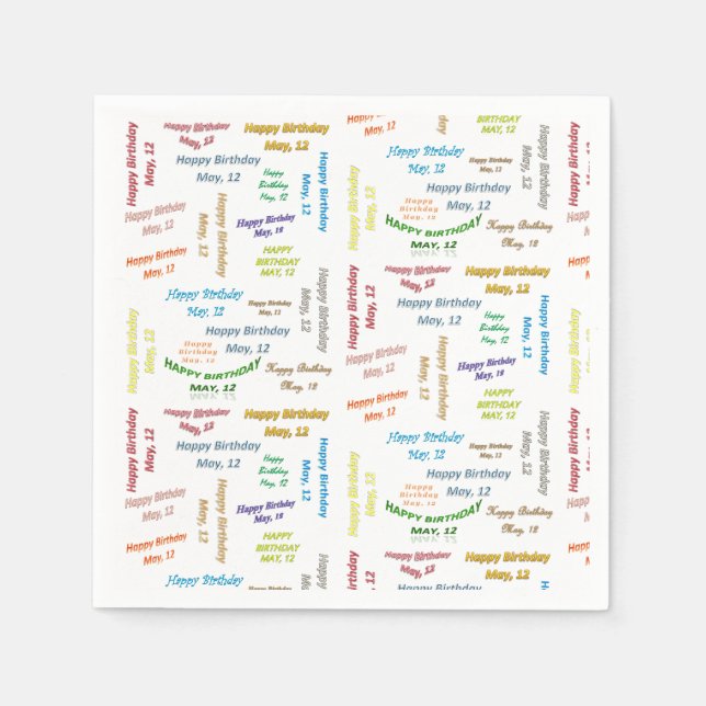Servilleta De Papel Toallas de papel Mayo, 12 Cumpleaños (Anverso)