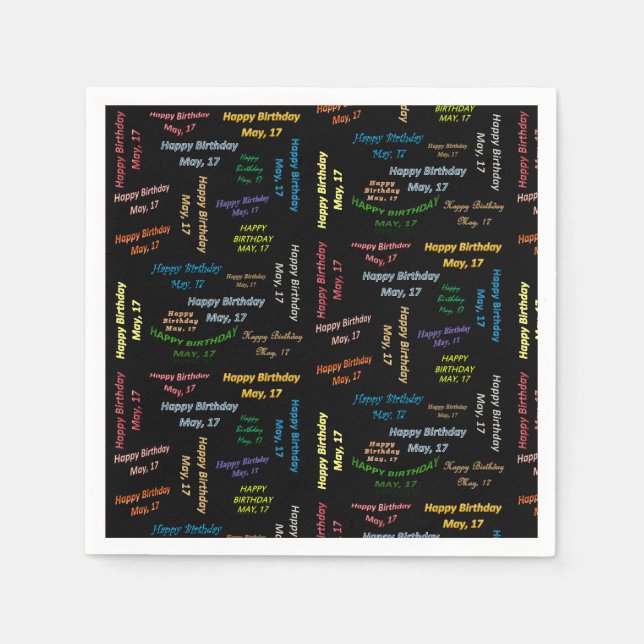 Servilleta De Papel Toallas de papel Mayo, 17 Cumpleaños (Anverso)