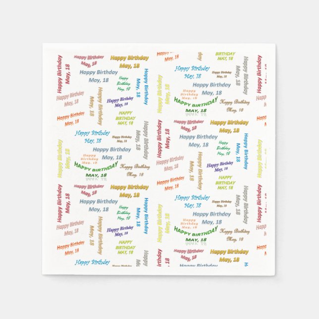 Servilleta De Papel Toallas de papel Mayo, 18 Cumpleaños (Anverso)
