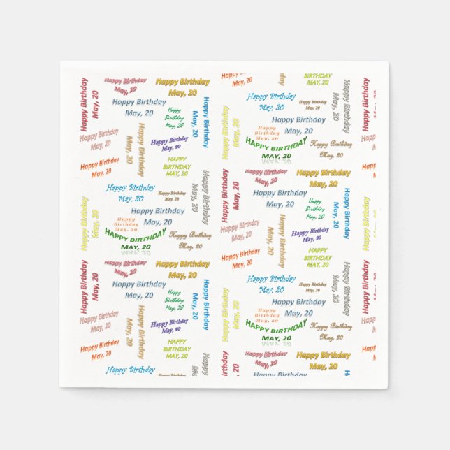 Servilleta De Papel Toallas de papel Mayo, 20 Cumpleaños (Anverso)