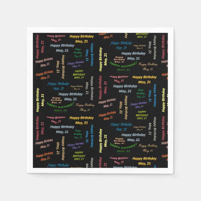 Servilleta De Papel Toallas de papel Mayo, 21 Cumpleaños (Anverso)