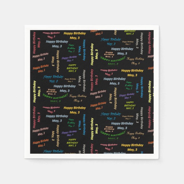 Servilleta De Papel Toallas de papel Mayo, 3 Cumpleaños (Anverso)