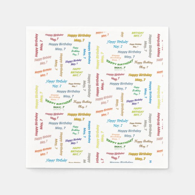 Servilleta De Papel Toallas de papel Mayo, 7 Cumpleaños (Anverso)