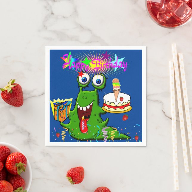 Servilleta De Papel Toallas de papel, Monstruo Verde Feliz Cumpleaños (In situ)