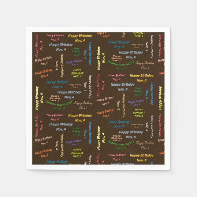 Servilleta De Papel Toallas de papel Noviembre, 4 Cumpleaños (Anverso)