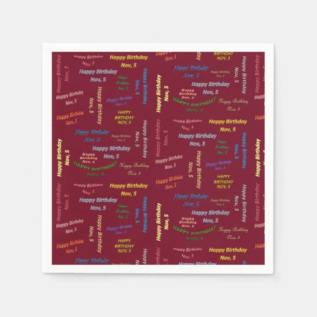Servilleta De Papel Toallas de papel Noviembre, 5 Cumpleaños (Anverso)