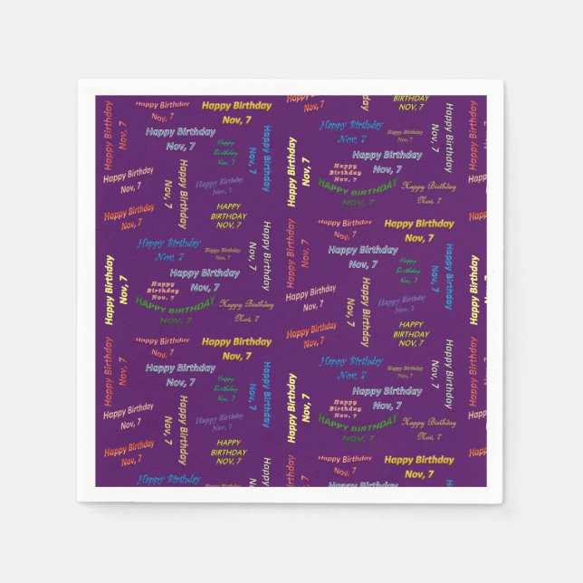 Servilleta De Papel Toallas de papel Noviembre, 7 Cumpleaños (Anverso)