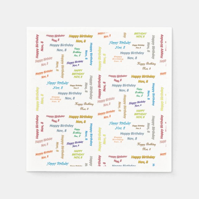 Servilleta De Papel Toallas de papel Noviembre, 8 Cumpleaños (Anverso)