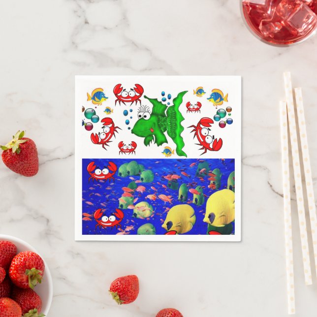Servilleta De Papel Toallas de papel, océano de cangrejo de pescado (In situ)