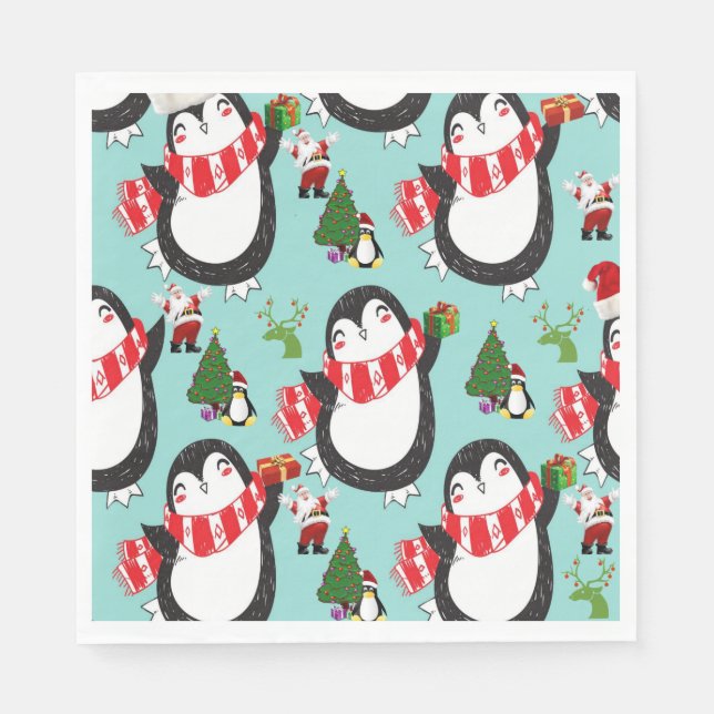 Servilleta De Papel Toallas de papel para navidades, pingüino (Anverso)