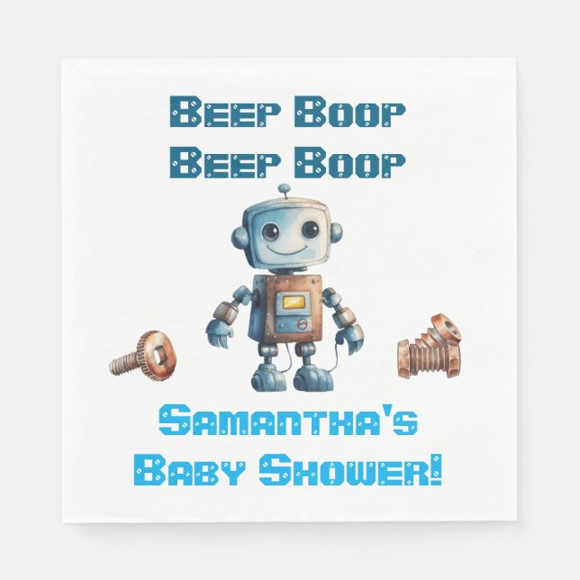 Servilleta De Papel Toallas de papel personalizadas Robot Baby Shower (Anverso)