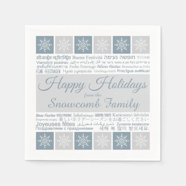 Servilleta De Papel Toallas de papel personalizado multilingüe "Happy  (Anverso)