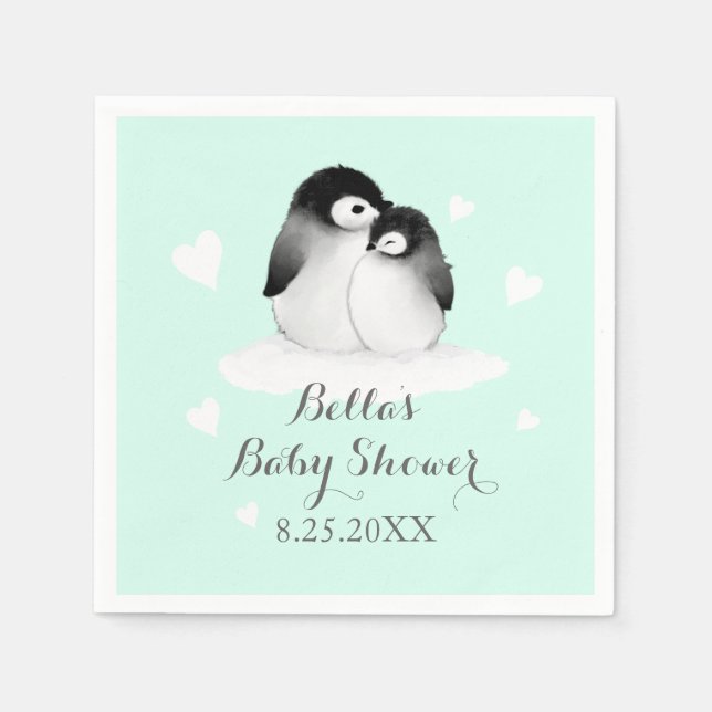 Servilleta De Papel Toallas de papel pingüino personalizadas Mint (Anverso)