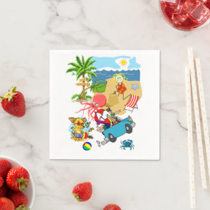 Servilleta De Papel Toallas de papel, pulpos divertidos en la playa