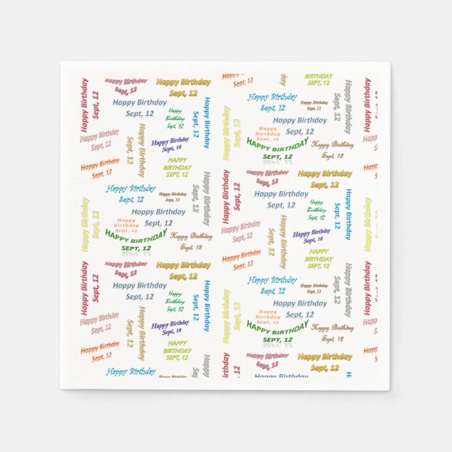 Servilleta De Papel Toallas de papel Septiembre, 12 Cumpleaños (Anverso)