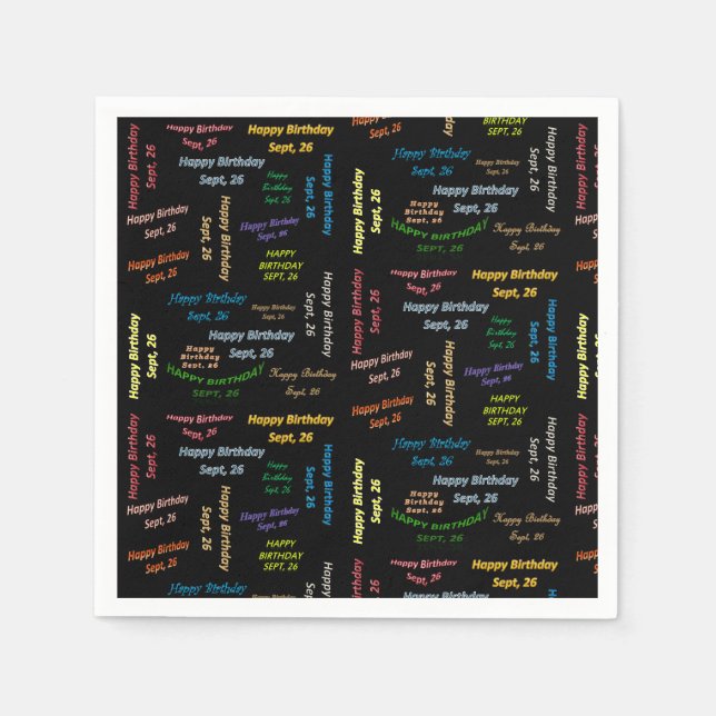 Servilleta De Papel Toallas de papel Septiembre, 26 Cumpleaños (Anverso)
