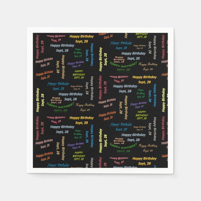 Servilleta De Papel Toallas de papel Septiembre, 28 Cumpleaños (Anverso)