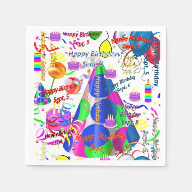 Servilleta De Papel Toallas de papel Septiembre, 5 Cumpleaños (Anverso)
