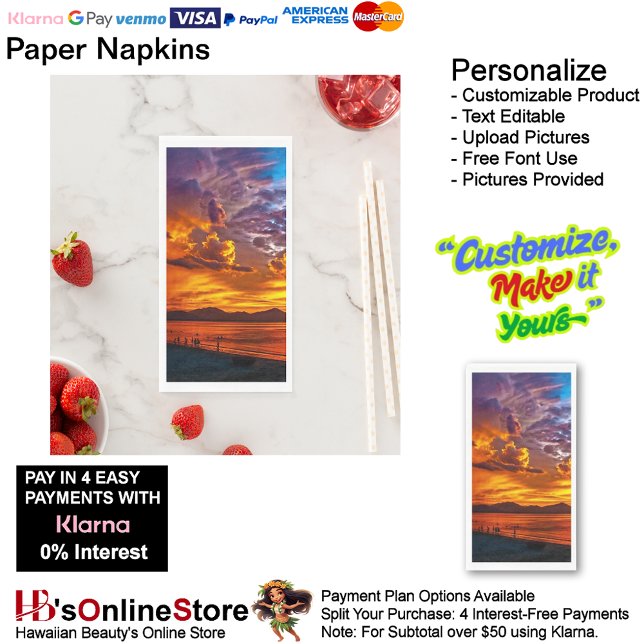 Servilleta De Papel Toallas de papel Sunset Beach Guest 5 (Sunset Beach Tables Kitchen Restaurant Decor Paper Guest Towels 5.)
